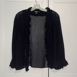 100% Silk DKNY Sheer Blouse in black - 8